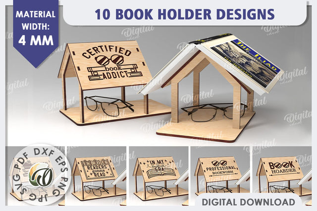 Book Holders Laser Cut Bundle. Book Stands SVG Design SVG Evgenyia Guschina 