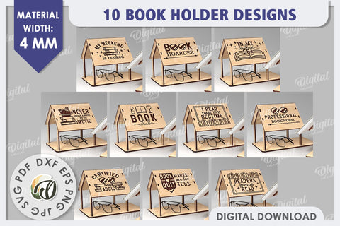 Book Holders Laser Cut Bundle. Book Stands SVG Design SVG Evgenyia Guschina 