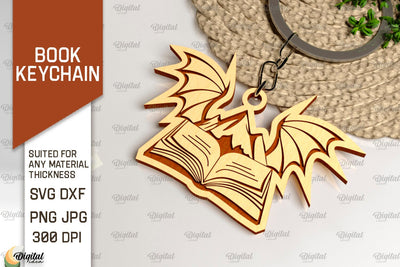 Book Keychain Laser Cut. Wooden Book Keychain SVG Design SVG Evgenyia Guschina 