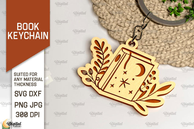 Book Keychain Laser Cut. Wooden Book Keychain SVG Design SVG Evgenyia Guschina 