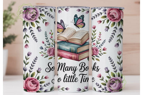 Book Lover Butterfly Tumbler Wrap Sublimation PixelChick 