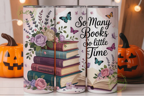 Book Lover Butterfly Tumbler Wrap Sublimation PixelChick 