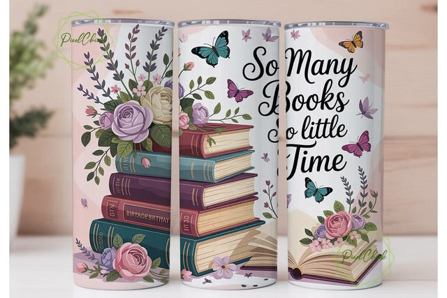Book Lover Butterfly Tumbler Wrap Sublimation PixelChick 