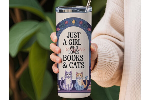 Book Lover Cat Lady 20oz Tumbler Wrap Sublimation DesignSVG 