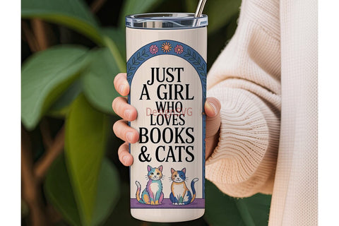 Book Lover Cat Lady 20oz Tumbler Wrap Sublimation DesignSVG 