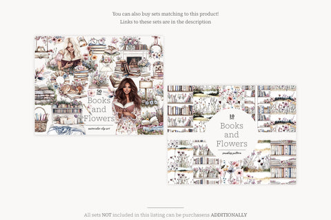 Book Lover Clipart | Books Flowers Illustration with Animals SVG GlamArtZhanna 