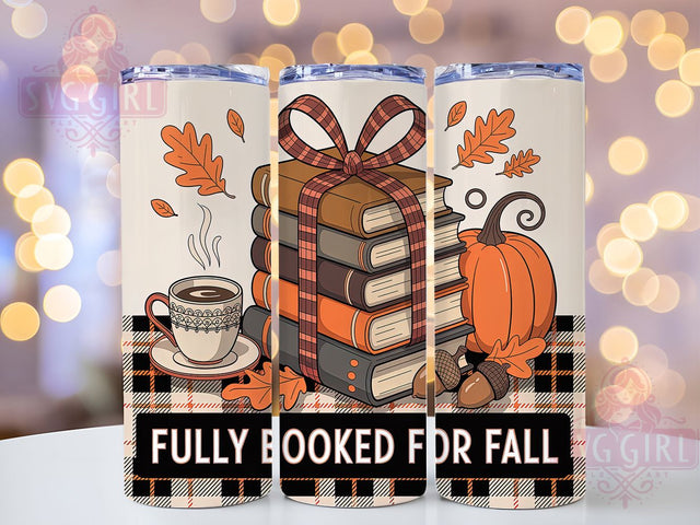 Book Lover Cozy Fall Reading Tumbler, Autumn Reading Cup Wrap, 20oz Sublimation Design, Cozy Bookish Mug Wrap, Fully Booked for Fall Cup Print, Pumpkin Spice Reading Tumbler, Fall Library Lover Wrap Sublimation SvggirlplusArt 
