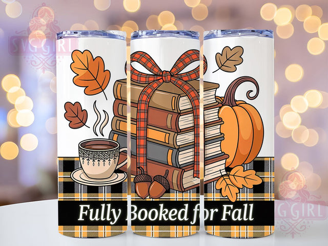 Book Lover Cozy Fall Reading Tumbler, Autumn Reading Cup Wrap, 20oz Sublimation Design, Cozy Bookish Mug Wrap, Fully Booked for Fall Cup Print, Pumpkin Spice Reading Tumbler, Fall Library Lover Wrap Sublimation SvggirlplusArt 
