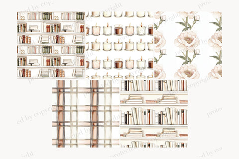 Book Lover Digital Paper | Library Reading Seamless Patterns Digital Pattern GlamArtZhanna 
