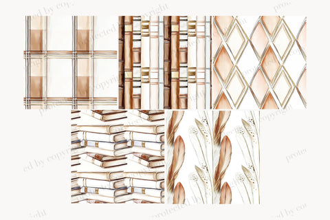 Book Lover Digital Paper | Library Reading Seamless Patterns Digital Pattern GlamArtZhanna 