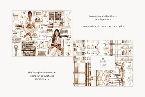 Book Lover Digital Paper | Library Reading Seamless Patterns Digital Pattern GlamArtZhanna 