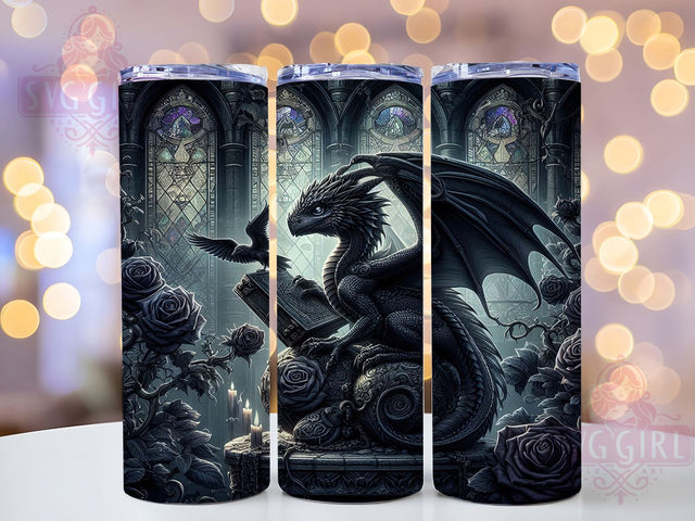 Book Lover Dragon Tumbler, Librarian Wrap, Reading Dragon Cup, 20oz Sublimation Wrap, Stylish Book Lover Design Tumbler, Artistic Dragon Reading Cup, Fantasy Librarian Theme Wrap Sublimation SvggirlplusArt 