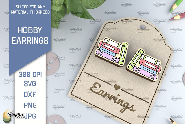 Book Lover Earrings Laser Cut Design. Hobby Earrings SVG SVG Evgenyia Guschina 