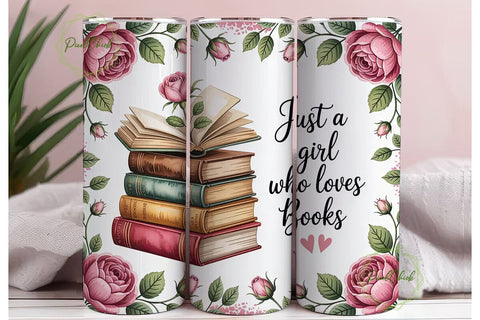 Book Lover Floral 20oz Tumbler Wrap Sublimation PixelChick 