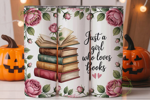 Book Lover Floral 20oz Tumbler Wrap Sublimation PixelChick 