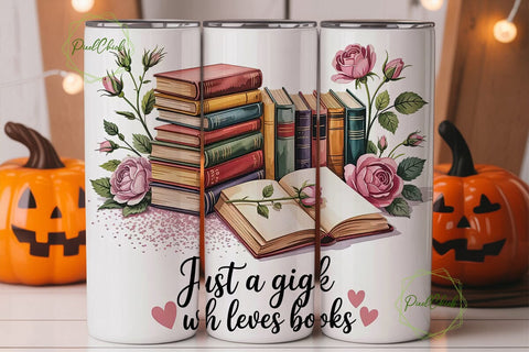 Book Lover Floral 20oz Tumbler Wrap Sublimation PixelChick 