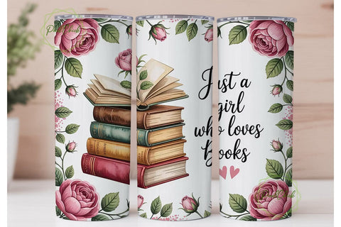 Book Lover Floral 20oz Tumbler Wrap Sublimation PixelChick 