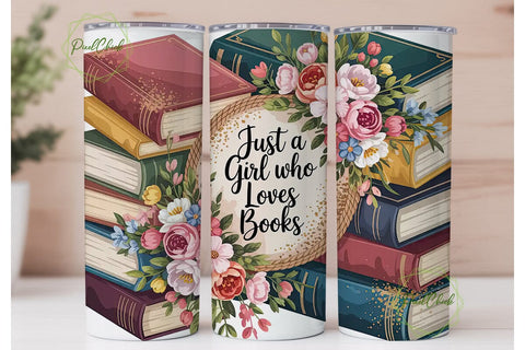 Book Lover Floral Tumbler Wrap Sublimation PixelChick 