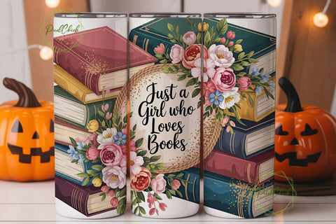 Book Lover Floral Tumbler Wrap Sublimation PixelChick 