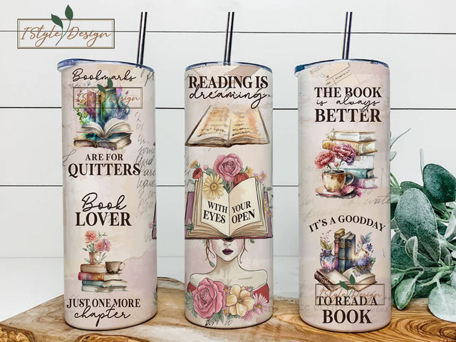 Book Lover Gifts Tumbler 20oz Stainless Steel Insulated, Librarian Tumbler for Women, Book Lover Coffee Mugs Travel Cup, Sublimation iStyleDesign 