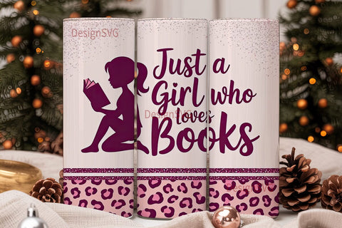 Book Lover Girl 20oz Tumbler Wrap Sublimation DesignSVG 