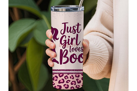 Book Lover Girl 20oz Tumbler Wrap Sublimation DesignSVG 