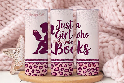 Book Lover Girl 20oz Tumbler Wrap Sublimation DesignSVG 