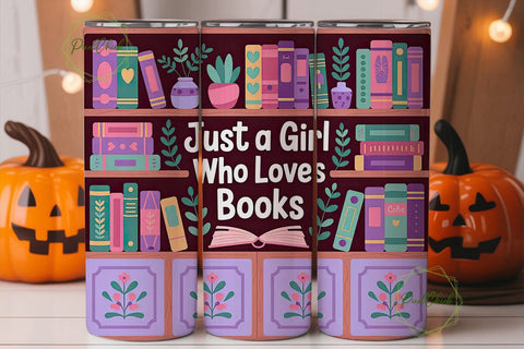 Book Lover Girl 20oz Tumbler Wrap Sublimation PixelChick 
