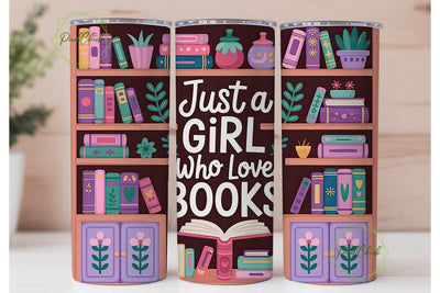 Book Lover Girl 20oz Tumbler Wrap Sublimation PixelChick 