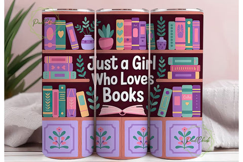 Book Lover Girl 20oz Tumbler Wrap Sublimation PixelChick 