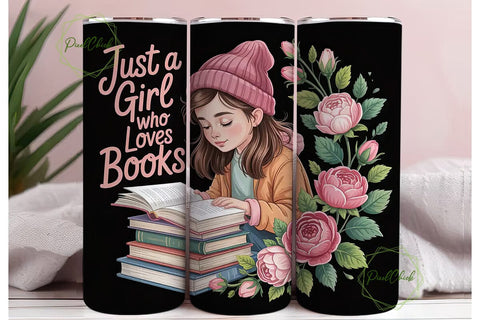 Book Lover Girl 20oz Tumbler Wrap Sublimation PixelChick 