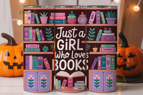 Book Lover Girl 20oz Tumbler Wrap Sublimation PixelChick 