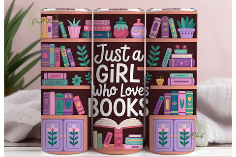 Book Lover Girl 20oz Tumbler Wrap Sublimation PixelChick 