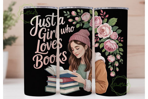 Book Lover Girl 20oz Tumbler Wrap Sublimation PixelChick 