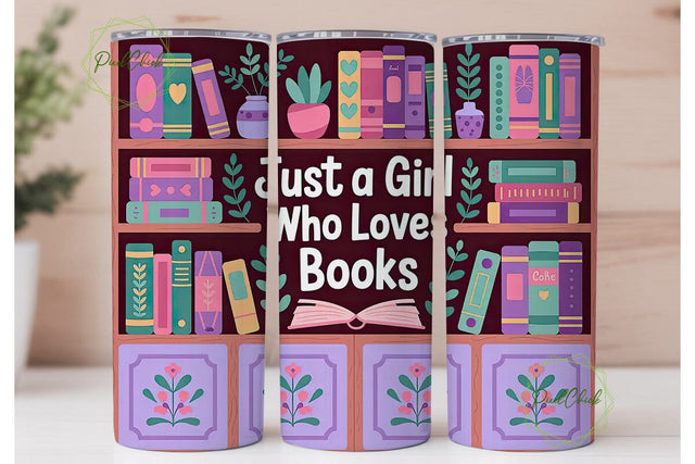 Book Lover Girl 20oz Tumbler Wrap Sublimation PixelChick 