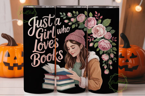 Book Lover Girl 20oz Tumbler Wrap Sublimation PixelChick 