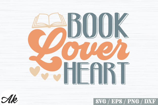Book Lover Heart Retro Design SVG akazaddesign 