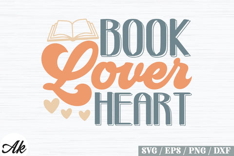 Book Lover Heart Retro Design SVG akazaddesign 