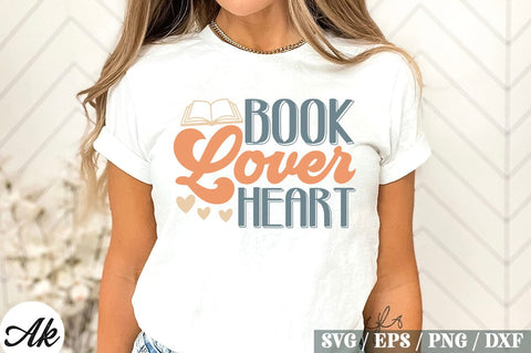 Book Lover Heart Retro Design SVG akazaddesign 