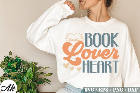 Book Lover Heart Retro Design SVG akazaddesign 