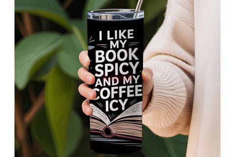 Book Lover Iced Coffee 20oz Tumbler Wrap Sublimation DesignSVG 