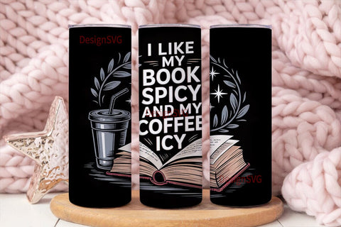 Book Lover Iced Coffee 20oz Tumbler Wrap Sublimation DesignSVG 
