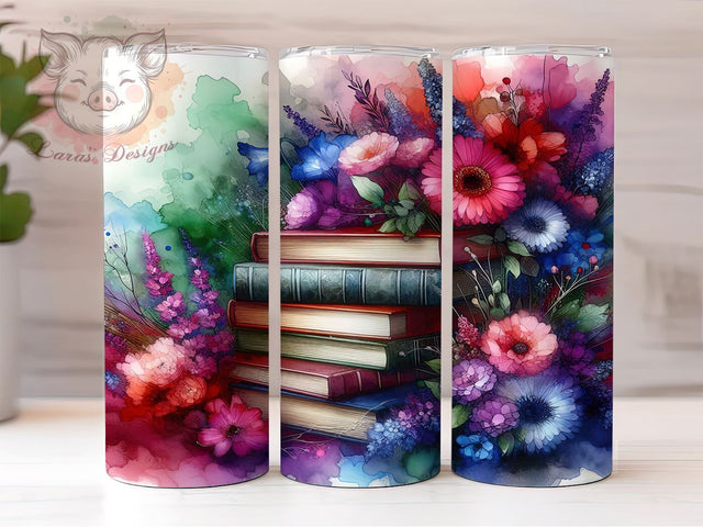 Book Lover Librarian 20oz Tumbler Png, Straight & Tapered Tumbler Png, Beautiful Boho Floral Tumbler Png, Digital Download PNG Sublimation Lara' s Designs 