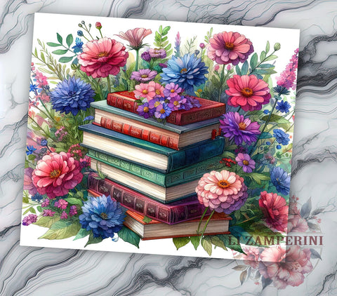 Book Lover Librarian 20oz Tumbler Wrap PNG, Beautiful Boho Floral Reading Tumbler Png, Straight & Tapered Tumbler Wrap, Instant Digital Download Sublimation Li Zamperini 