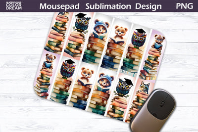 Book Lover Mouse Pad | Book Animal Mousepad Sublimation WatercolorColorDream 