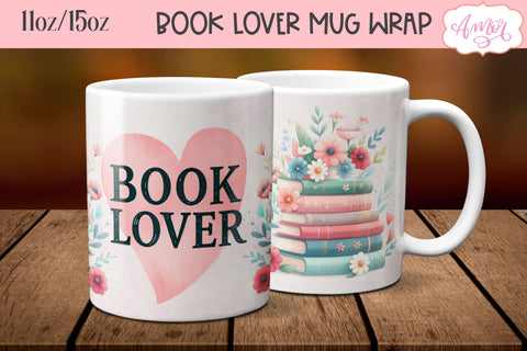 Book lover mug wrap sublimation PNG | Bookish mug template Sublimation Amorclipart 