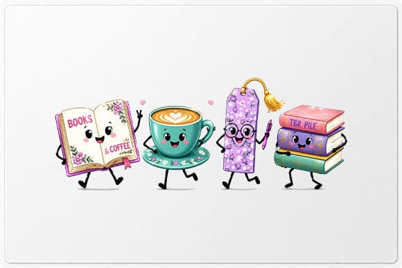 Book Lover PNG | Cute Books and Coffee Friends PNG SVG BillahCrafts 