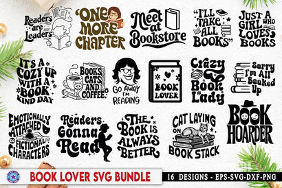 Book Lover Quotes Design Bundle, Reading SVG Set, Book Lover T-shirt Bundle SVG FiveStarCrafting 