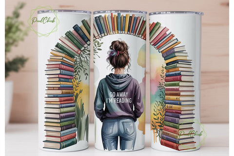 Book Lover Reading Girl Tumbler Wrap Sublimation PixelChick 