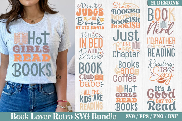 Book Lover Retro SVG Bundle SVG akazaddesign 